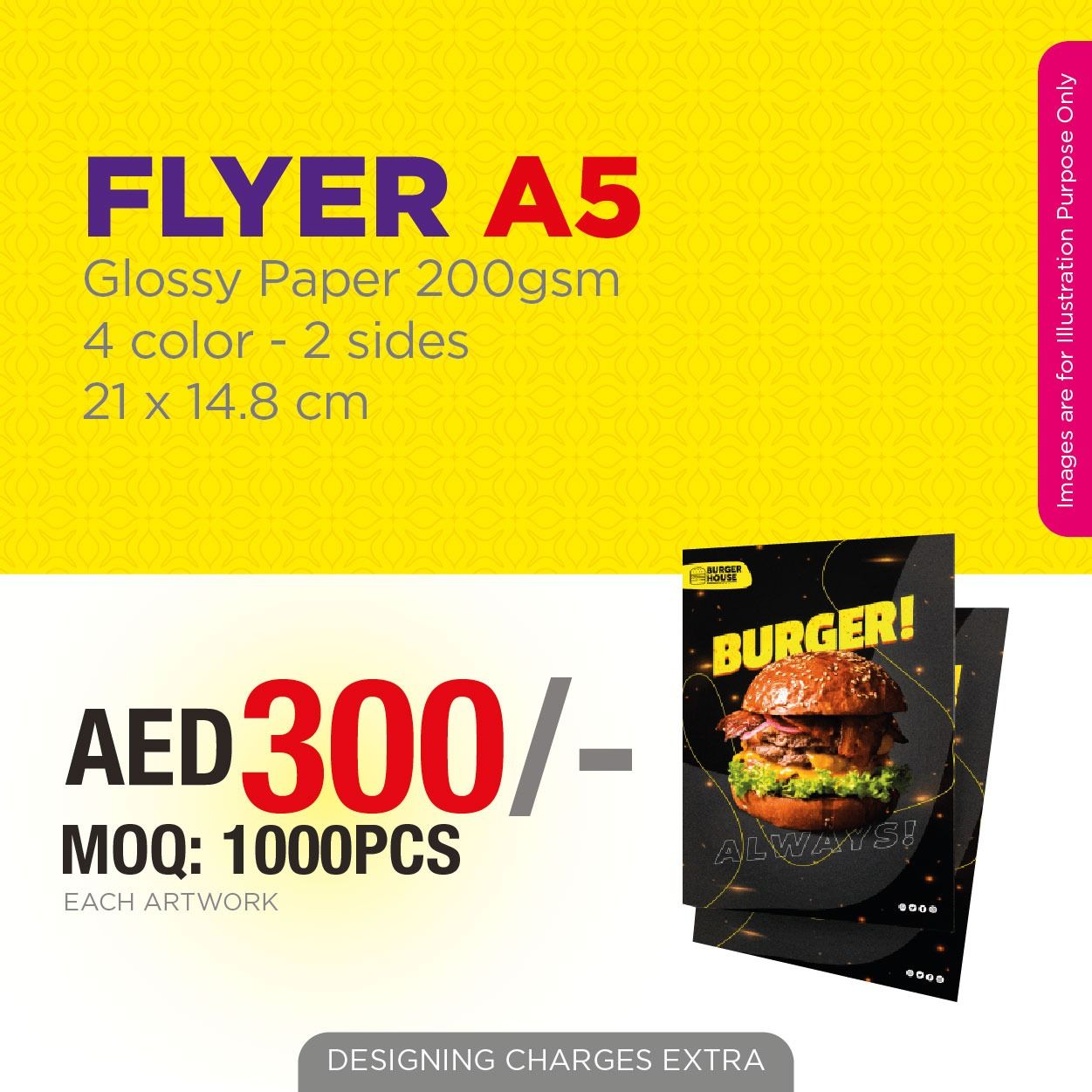 A5 Flyer Printing 200gsm Glossy Paper | Double-Sided Full Color Flyers UAE